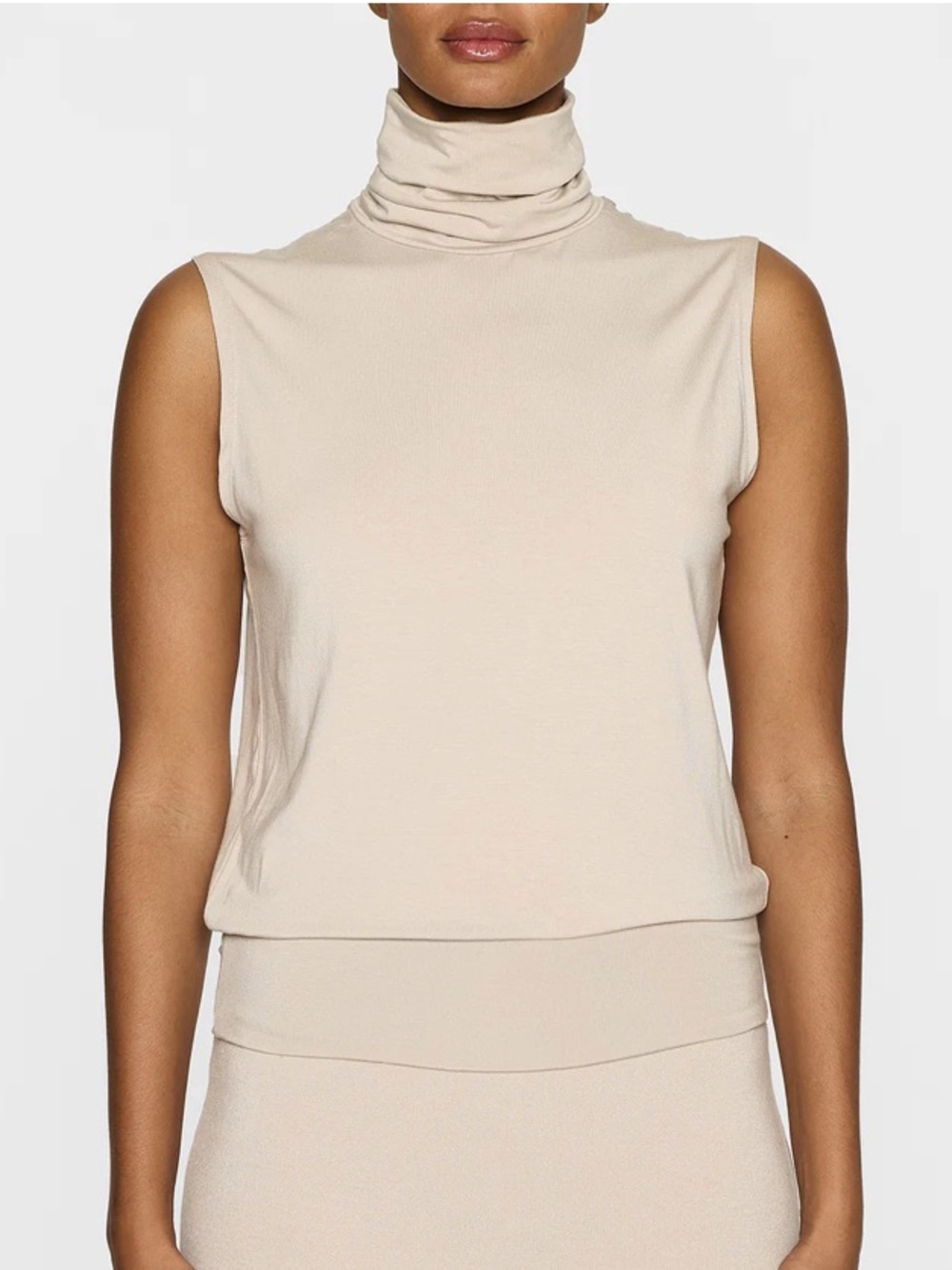 Bleusalt turtleneck tank top tan tencel.